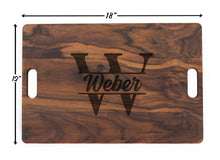 Load image into Gallery viewer, Personalized Cutting Board Wedding Gift, Monogrammed Cutting Board 18" x 12" With Juice Groove and Handles, Christmas, USA Made