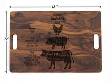 Load image into Gallery viewer, Father’s Day Butcher's Guide Custom Cutting Board, 18" x 12" Walnut Cutting Board, Juice Groove, Serving Tray, Gift for Dad, Made in the USA