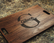 Load image into Gallery viewer, Personalized Cutting Board Wedding Gift, Monogrammed Cutting Board 18" x 12" With Juice Groove and Handles, Christmas, USA Made