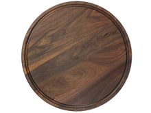 Load image into Gallery viewer, 18" Walnut Personalized Round Board with Juice Groove, 18โ Round Personalized Charcuterie Board, Wedding Gift, Gift For the Couple, USA Made