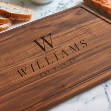 Load image into Gallery viewer, Extra Large Walnut Cutting Board, 24"x18" Charcuterie Serving Tray, Customizable Wedding Board, 100% Made in the USA