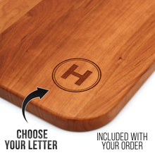 Load image into Gallery viewer, Personalized Last Name Letter Charcuterie Board, Monogram Cherry Wood Paddle Board, Mother’s Day Gift, Wedding Gift, Made in The USA