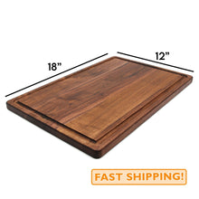 Load image into Gallery viewer, Large Wood Cutting Board With Juice Groove 18x12 Inches, Wood Cheese Board, Wooden Chopping Board, Wooden Cutting Board Made in the USA