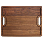 Walnut 24 × 18 extra-large cutting board with cutout handles and groove