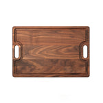 Walnut 18 × 12 classic cutting board with juice groove and cutout handles