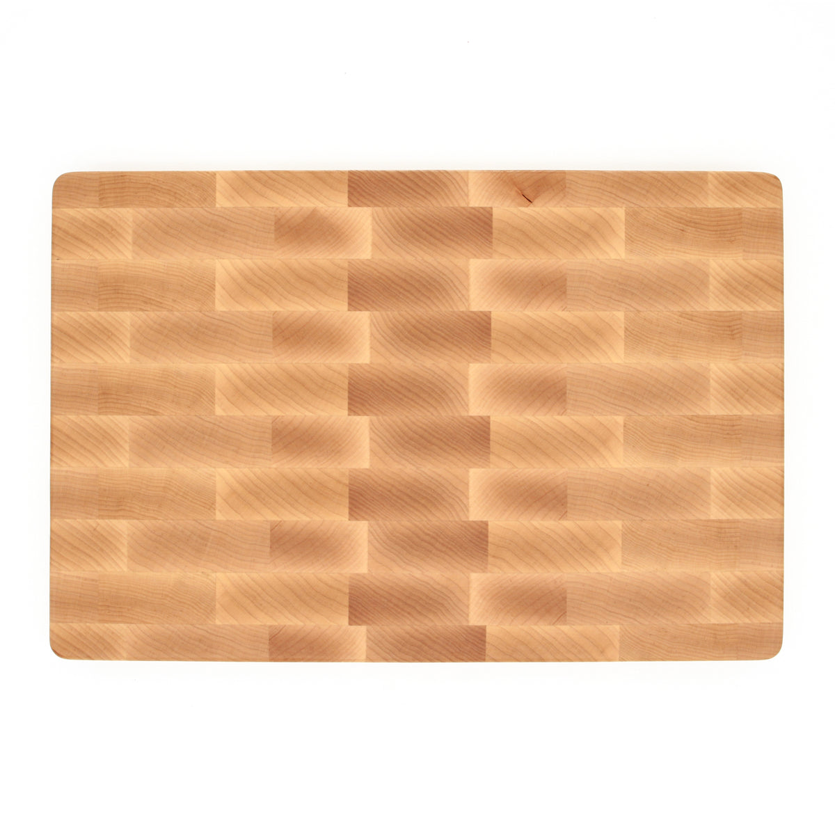 Maple 18 × 12 end-grain cutting board, top view