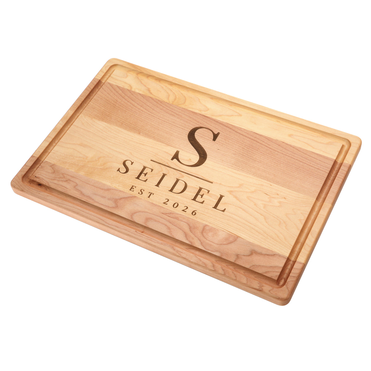 Personalized Maple 18 × 12 classic cutting board example