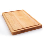 Maple 20 × 15 thick flat-grain cutting board, angled groove view