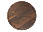 Walnut 18-inch round cutting board with juice groove