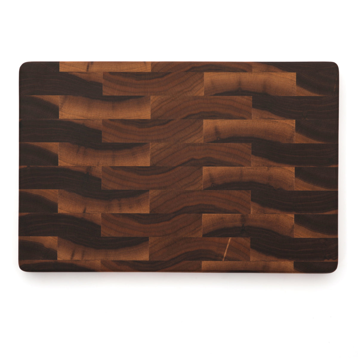 Walnut 18 × 12 end-grain cutting board, top view