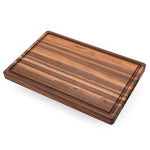 Walnut 18 × 12 edge-grain cutting board with juice groove and side handles