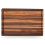 Walnut 18 × 12 edge-grain cutting board, angled groove view