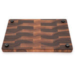 Walnut 18 × 12 end-grain cutting board with Rubber Feet, underside view