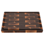 Walnut 18 × 12 end-grain cutting board with juice groove, top view
