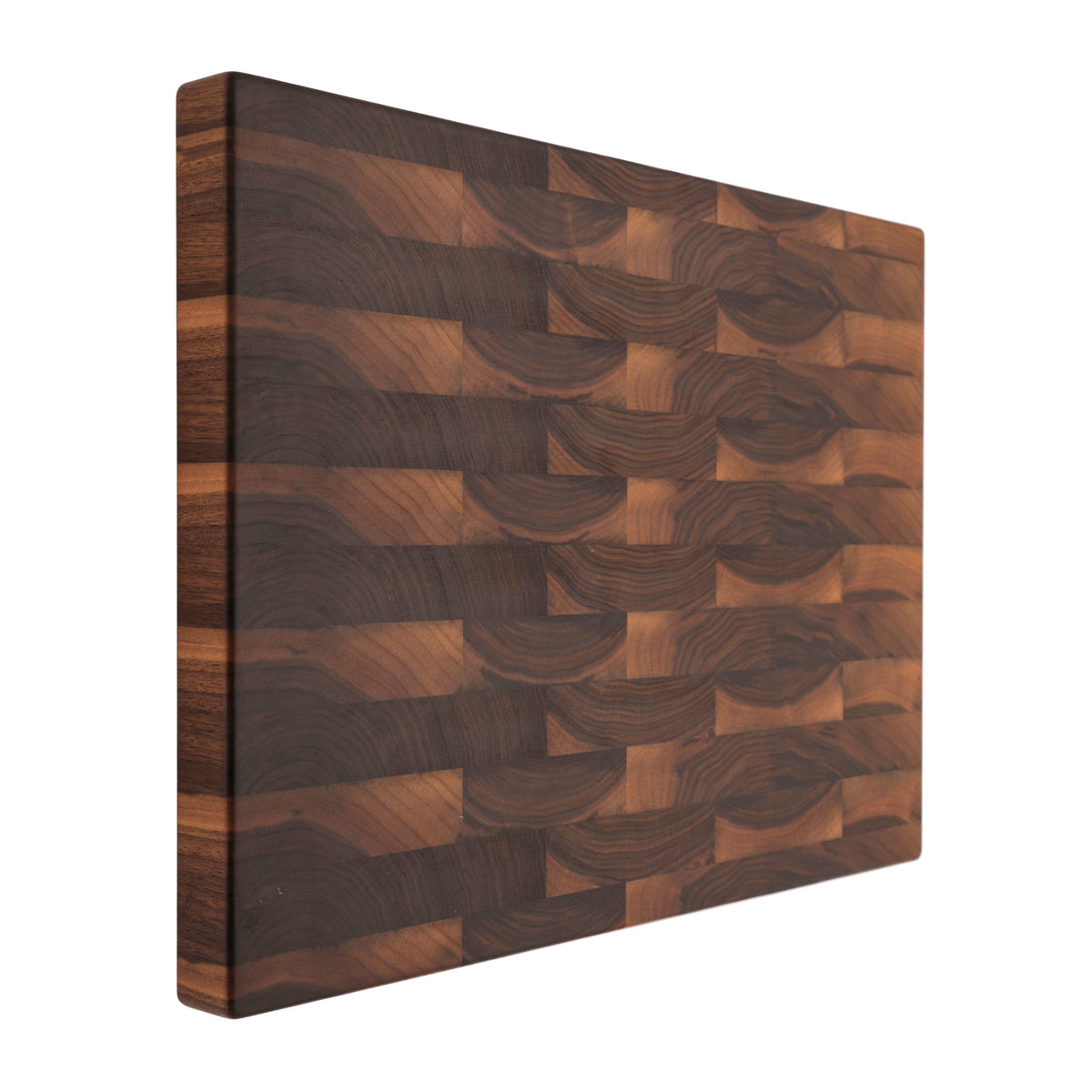 Walnut 24 × 18 end-grain cutting board, plain angled view