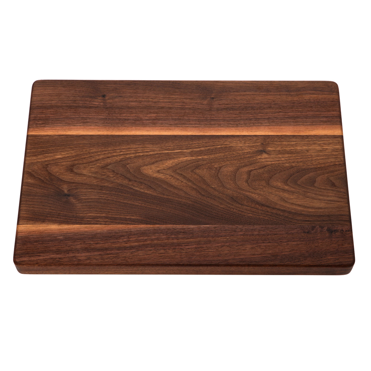 Walnut 18 × 12 thick flat-grain cutting board, plain top view