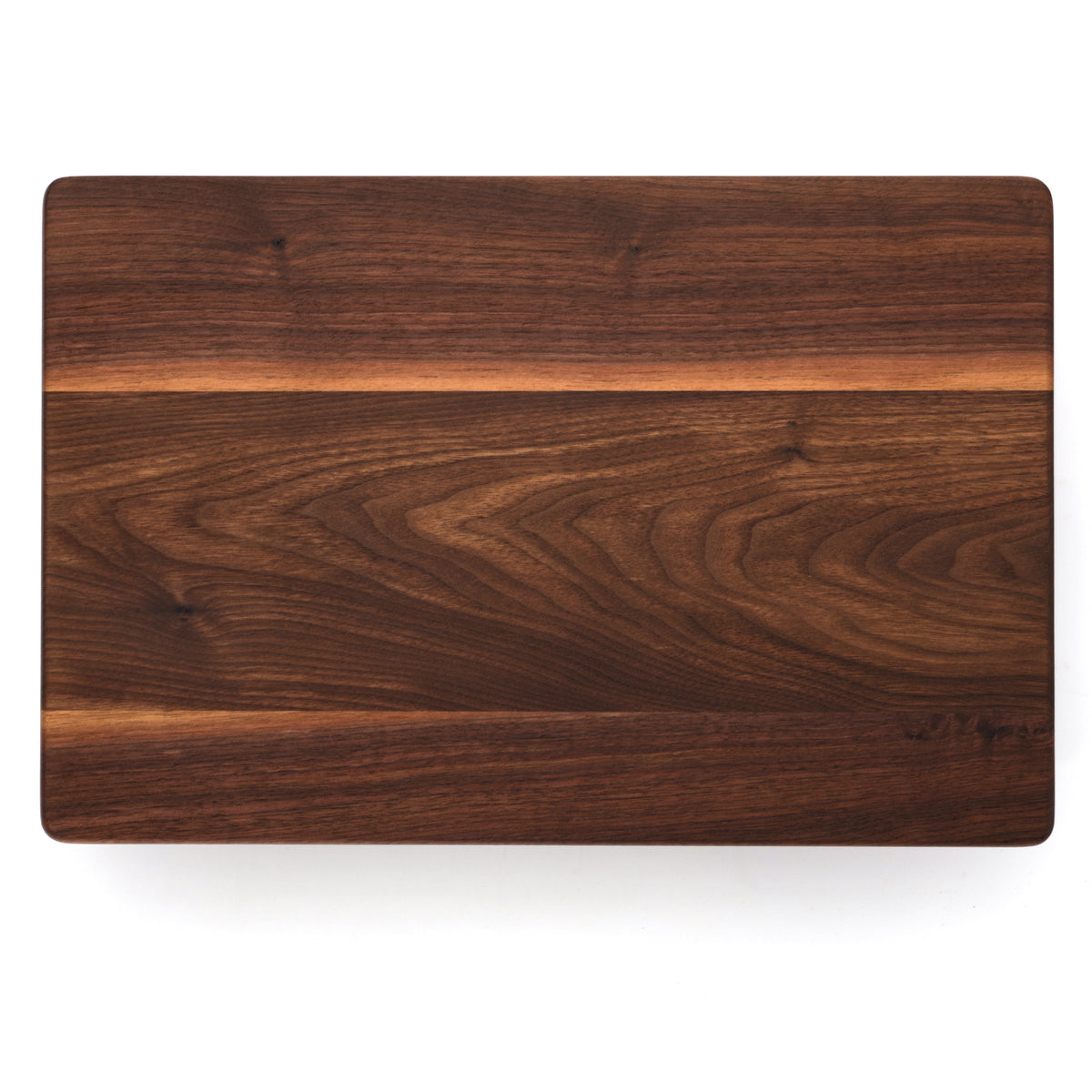 Walnut 18 × 12 thick flat-grain cutting board, plain front view
