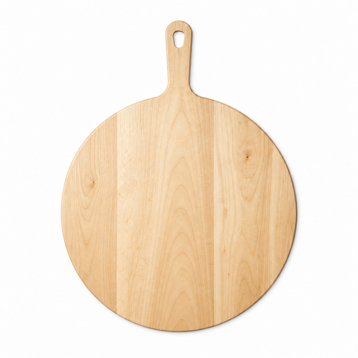 18" circle / 23.5" overall Maple / No Groove / Paddle Handle — top view