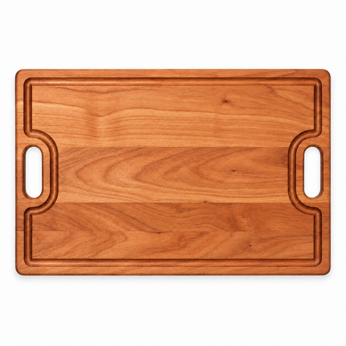18 × 12 Cherry / Top Juice Groove / Cutout Handles — top view