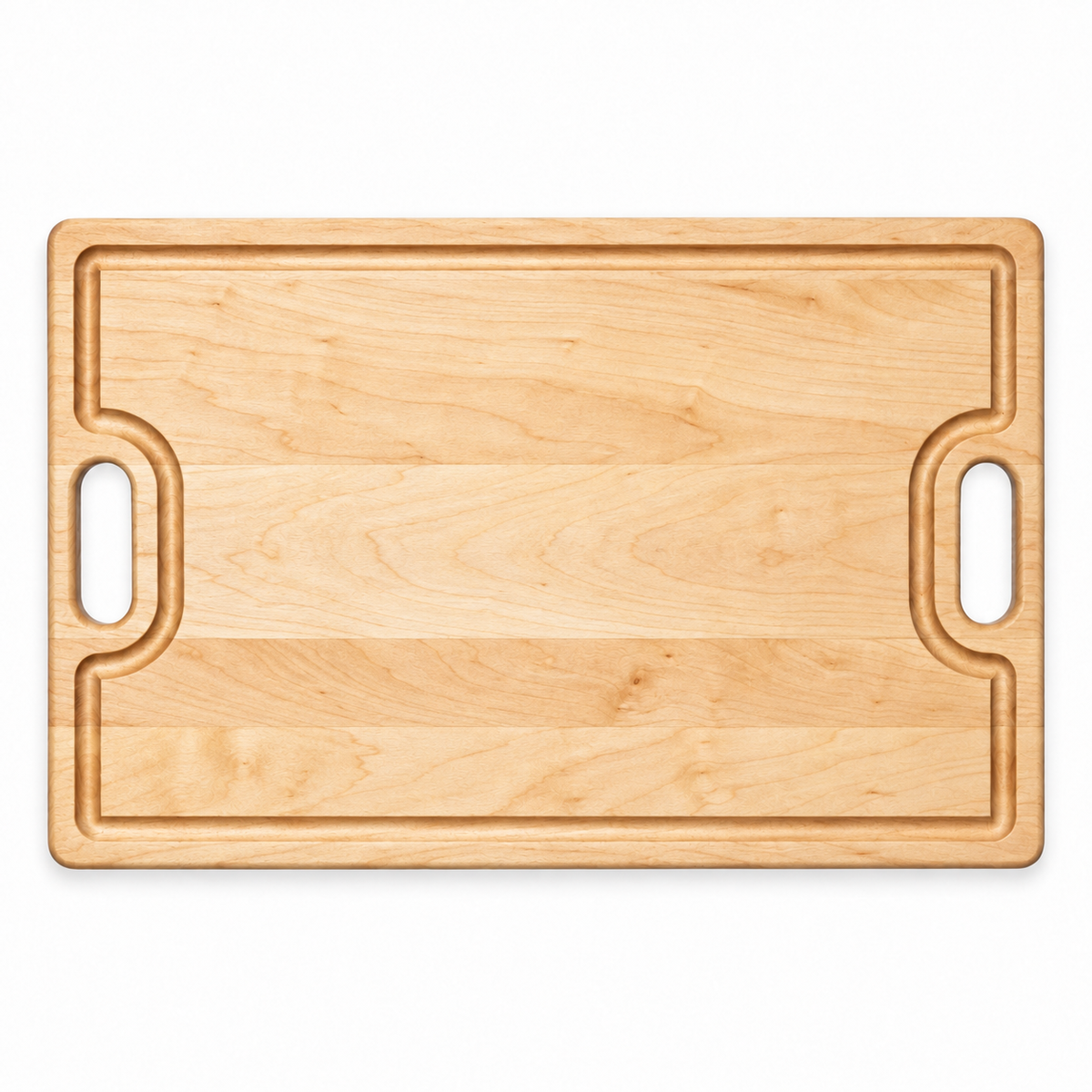 18 × 12 Maple / Top Juice Groove / Cutout Handles — top view