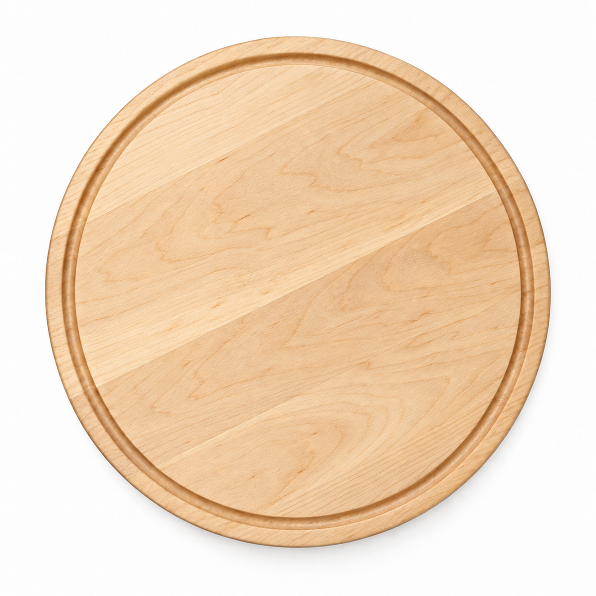 18-inch round Maple / Juice Groove / No Handles — top view