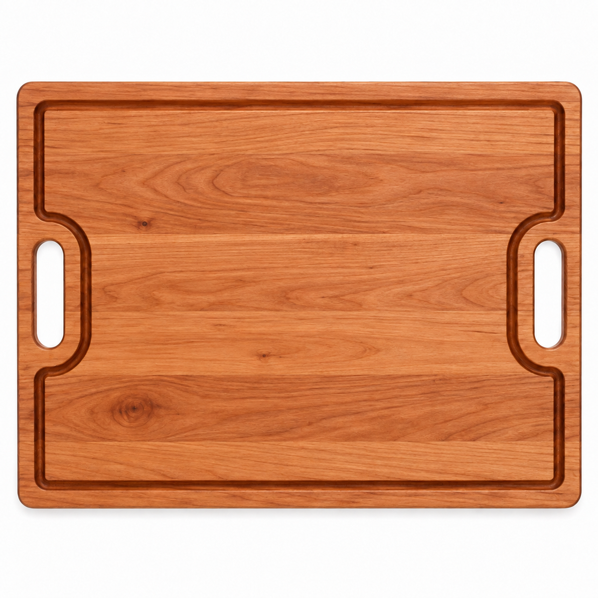 24 × 18 Cherry / Top Juice Groove / Cutout Handles — top view