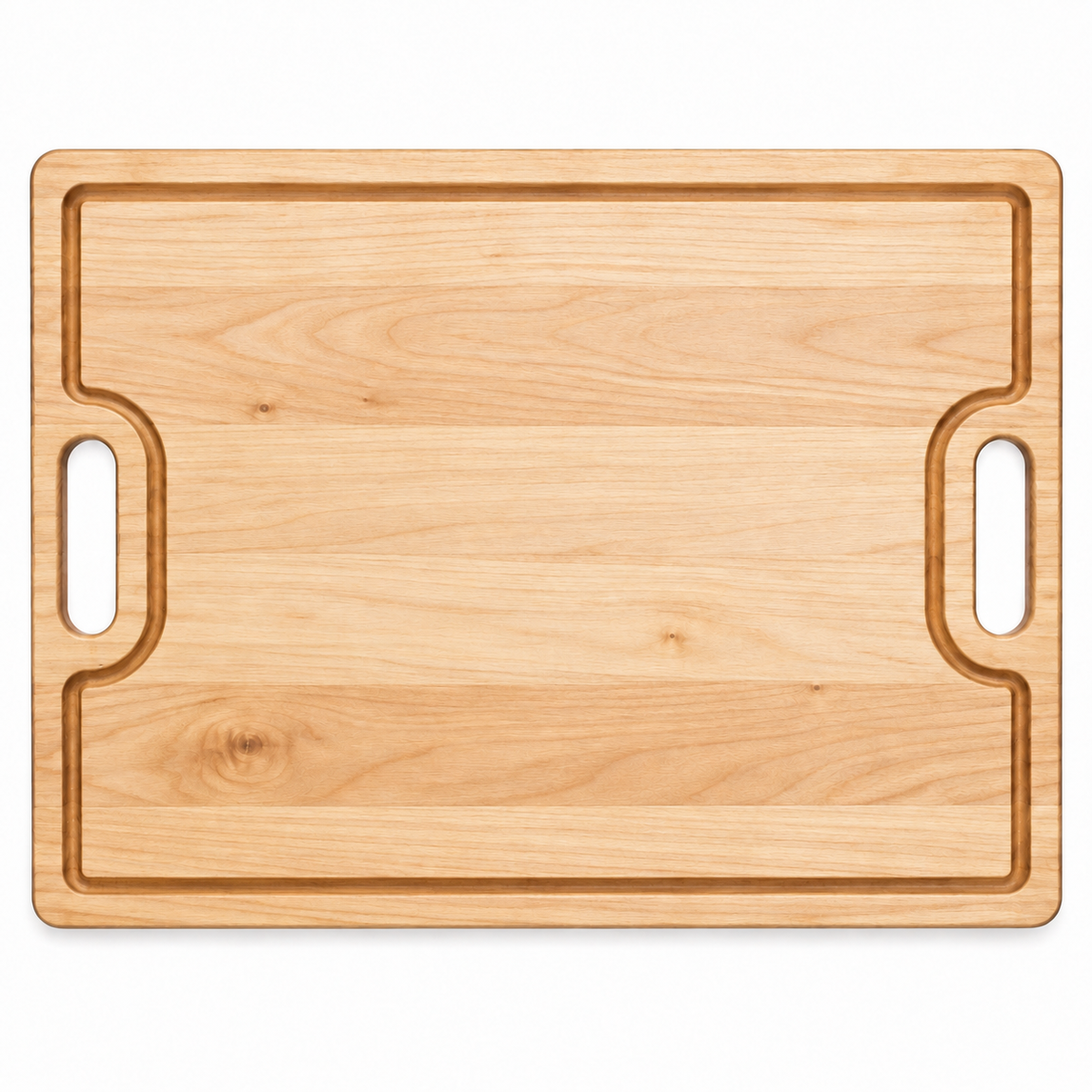 24 × 18 Maple / Top Juice Groove / Cutout Handles — top view