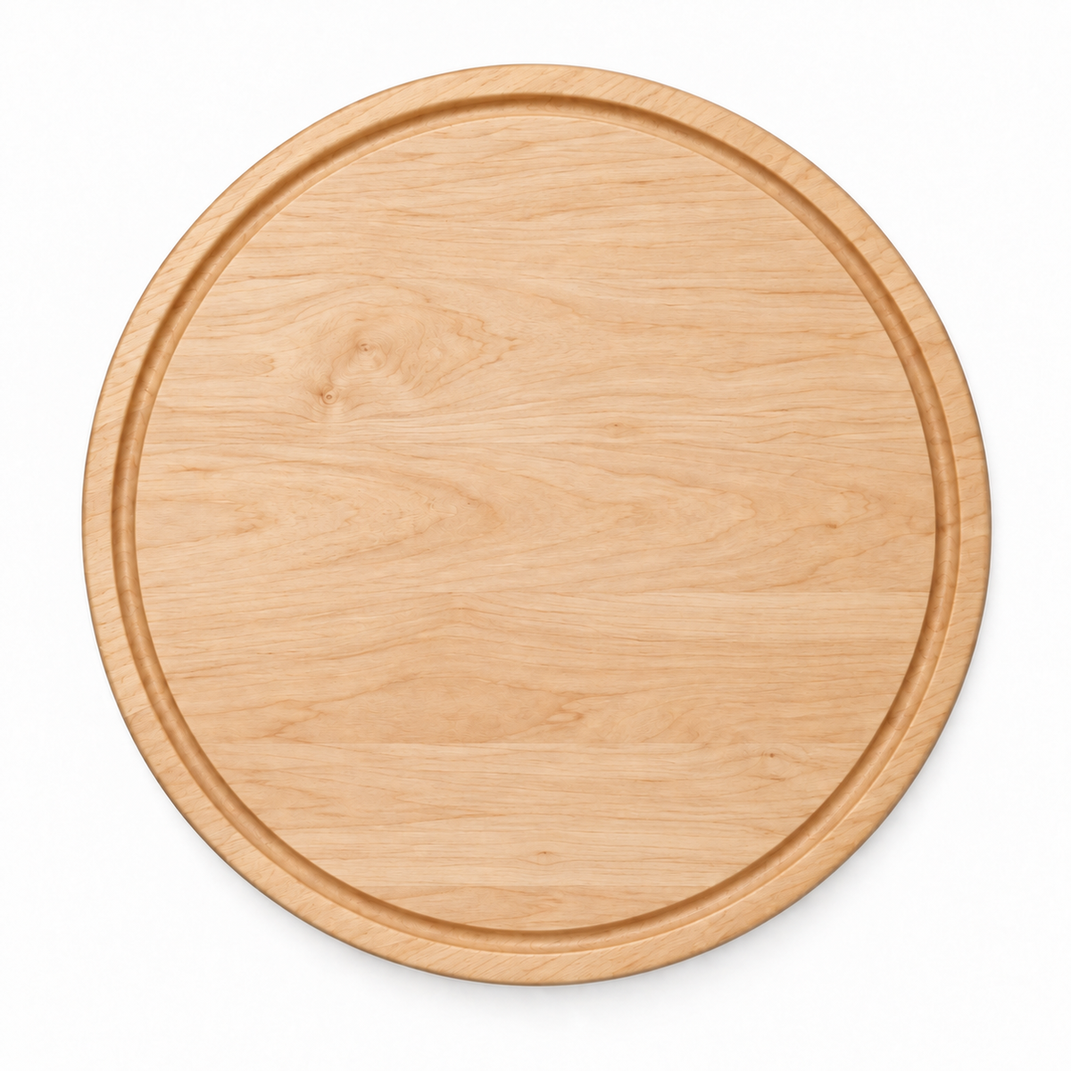 18-inch round Maple / Juice Groove / No Handles — top view