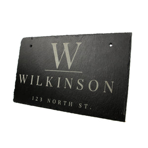 Personalized Slate Home Sign | Last Name Slate Address Sign | 11.75" x 7" Size | Street Number Sign | Slate Hanging Sign