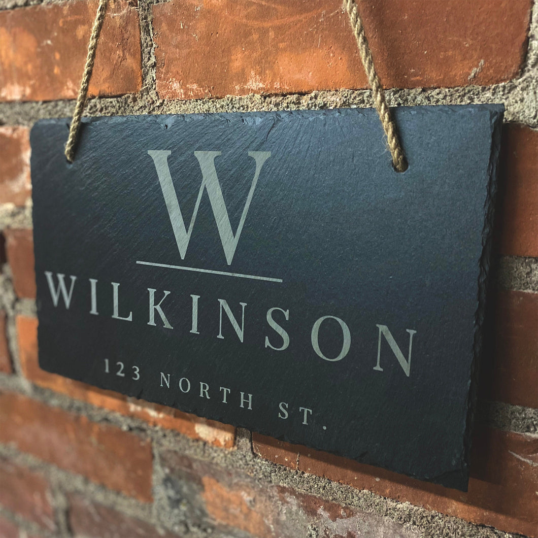 Personalized Slate Home Sign | Last Name Slate Address Sign | 11.75