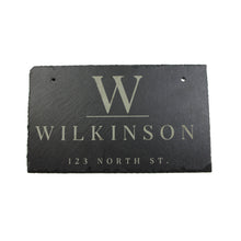 Load image into Gallery viewer, Personalized Slate Home Sign | Last Name Slate Address Sign | 11.75&quot; x 7&quot; Size | Street Number Sign | Slate Hanging Sign