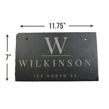 Load image into Gallery viewer, Personalized Slate Home Sign | Last Name Slate Address Sign | 11.75&quot; x 7&quot; Size | Street Number Sign | Slate Hanging Sign