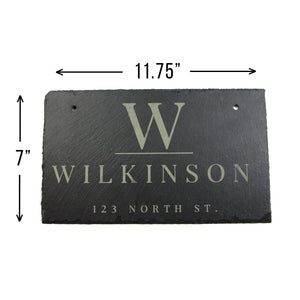 Personalized Slate Home Sign | Last Name Slate Address Sign | 11.75" x 7" Size | Street Number Sign | Slate Hanging Sign