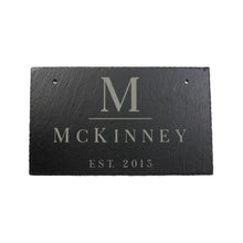 Load image into Gallery viewer, Personalized Slate Home Sign | Last Name Slate Address Sign | 11.75&quot; x 7&quot; Size | Street Number Sign | Slate Hanging Sign