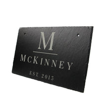 Load image into Gallery viewer, Personalized Slate Home Sign | Last Name Slate Address Sign | 11.75&quot; x 7&quot; Size | Street Number Sign | Slate Hanging Sign