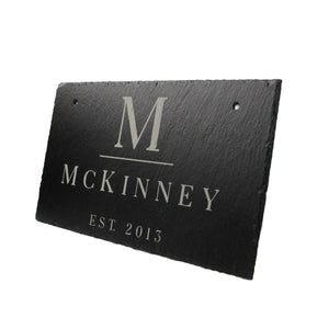 Personalized Slate Home Sign | Last Name Slate Address Sign | 11.75" x 7" Size | Street Number Sign | Slate Hanging Sign