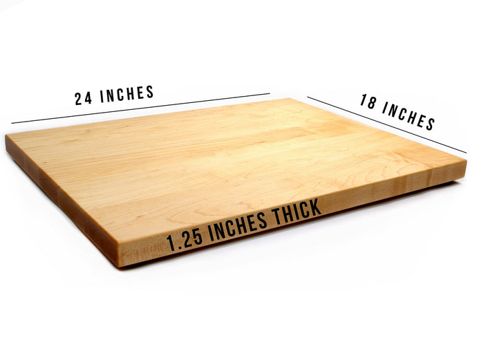 1.25” Thick Extra Large Butcher Block Cutting Board With Rubber Feet, Thick Cutting Board, Wood Chopping Board, American Made Maple Hardwood