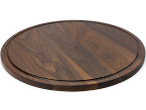 Large Walnut Round Cheese Board, 18 Inch Round Cutting Board with Juice Groove Black Walnut, Large Walnut Round Charcuterie Board