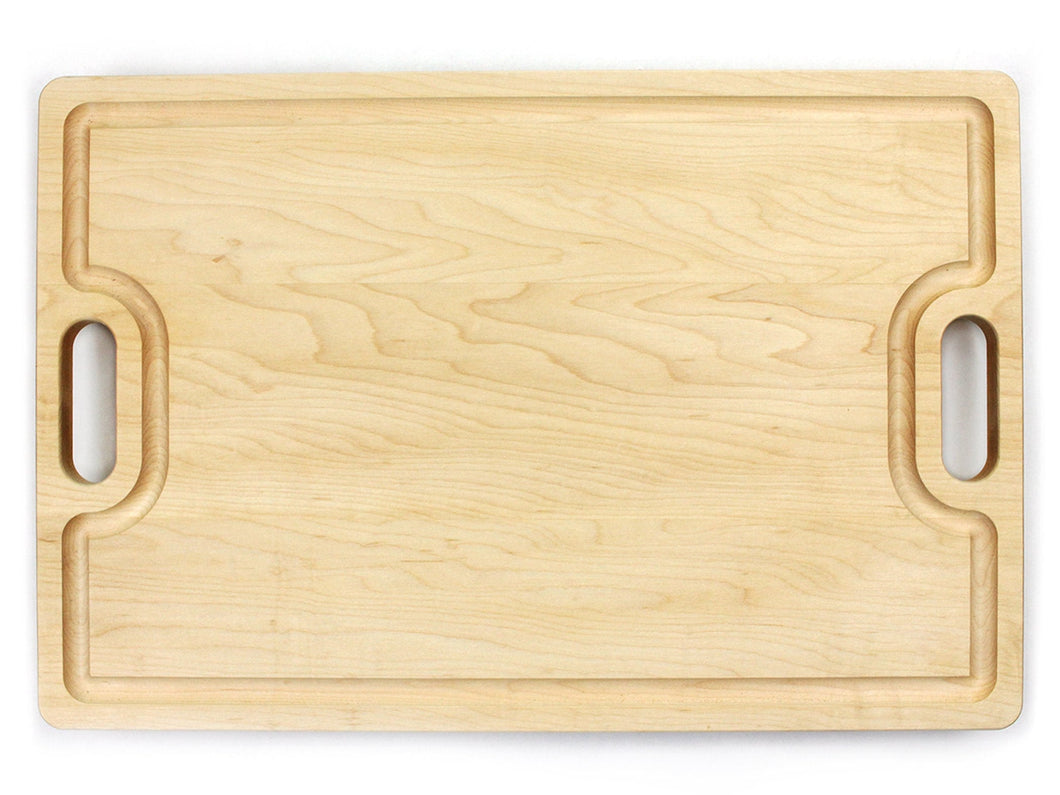 Large Cutting Board With Handles and Juice Groove 18x12, Walnut Reversible Wood Cutting Board, Doubles as a Wooden Serving Tray With Handles