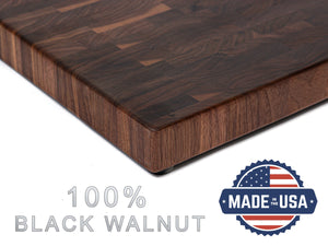 Gift for Mom, Large End Grain Walnut Cutting Board, Maple Butcher Block with Rubber Feet, Up to 2” Thick, Mom's Kitchen, USA Made