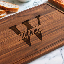 Load image into Gallery viewer, Extra Large Custom Engraved 24&quot;x 18&quot; Cutting Board, Laser Engraved Walnut Cutting Board, Monogrammed Cutting Board, Made in the USA