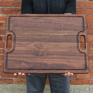 Extra Large Walnut Cutting Board with Juice Groove and Handles in 24"x18"