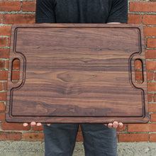 Load image into Gallery viewer, Extra Large Walnut Cutting Board with Juice Groove and Handles in 24&quot;x18&quot;