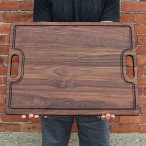 Extra Large Walnut Cutting Board with Juice Groove and Handles in 24&quot;x18&quot;