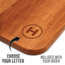 Load image into Gallery viewer, Personalized Last Name Letter Charcuterie Board, Monogram Cherry Wood Paddle Board, Mother’s Day Gift, Wedding Gift, Made in The USA