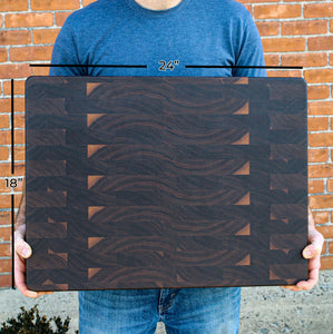 Large End Grain Walnut Cutting Board with Juice Groove, Butcher Block with Rubber Feet, Up to 2” Thick, Wedding Gift, Gift for Dad, USA Made