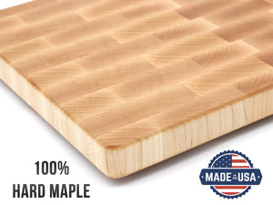 XXL Maple Butcher Block Cutting Board, 24"x18" Maple End Grain Cutting Board, Up to 2” Thick, Wedding Gift, Anniversary Gift, USA Made