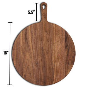 XL Walnut Paddle Cutting Board With Handle, Round Charcuterie Board, Wedding Gift, Charcuterie Board With Handle, 100% Handmade in the USA