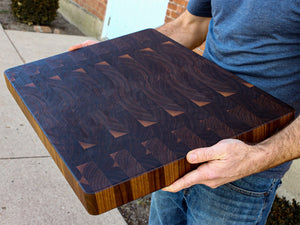 Gift for Mom, Large End Grain Walnut Cutting Board, Maple Butcher Block with Rubber Feet, Up to 2” Thick, Mom's Kitchen, USA Made