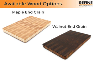 Large End Grain Walnut Cutting Board with Juice Groove, Butcher Block with Rubber Feet, Up to 2” Thick, Wedding Gift, Gift for Dad, USA Made